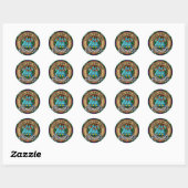 Sticker Rond Clan MacKenzie Crest sur Tartan de robe (Feuille)