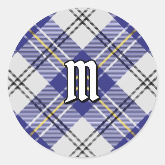 Sticker Rond Clan MacPherson robe bleue Tartan (Devant)
