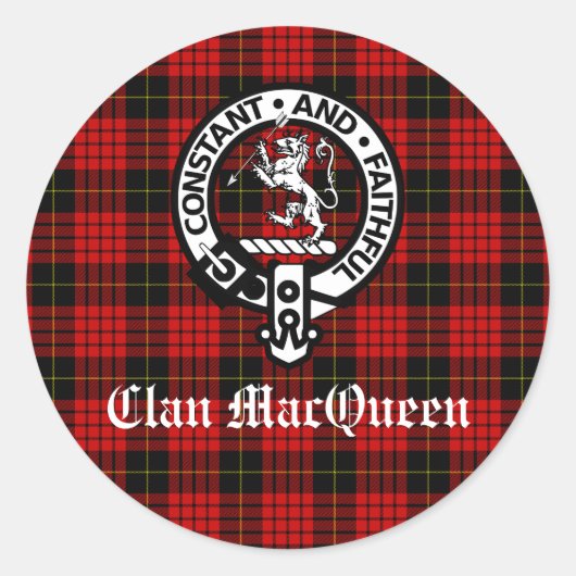 Sticker Rond Clan MacQueen Crest Badge & Tartan (Devant)