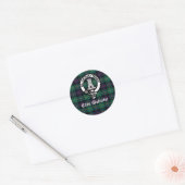 Sticker Rond Clan Malcolm Crest Badge et Tartan (Enveloppe)