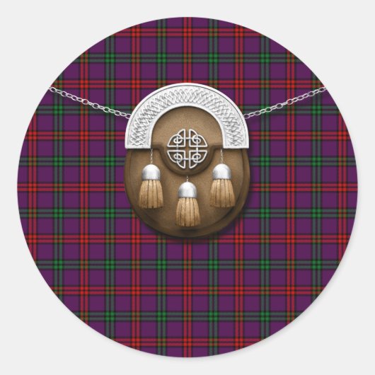 Sticker Rond Clan Montgomery Tartan Et Sporran (Devant)