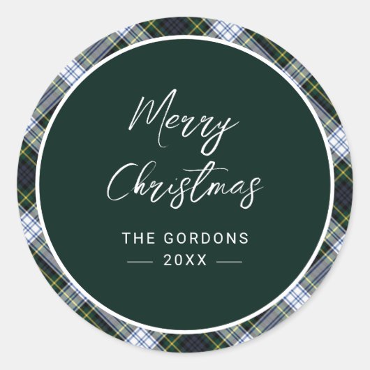 Sticker Rond Clan rustique vert plaid Gordon Tartan (Devant)