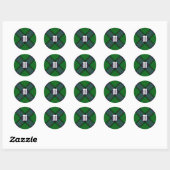 Sticker Rond Clan Sinclair Chasse Tartan (Feuille)