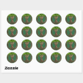 Sticker Rond Clan Taylor Tartan Et Celtic Tree Of Life (Feuille)