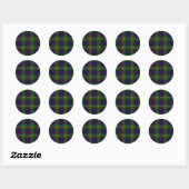 Sticker Rond Clanranald tartan bleu vert plaid (Feuille)