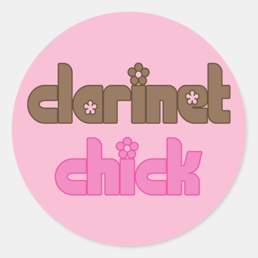 Sticker Rond Clarinet Chick Music Cadeau (Devant)