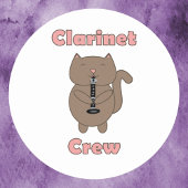 Sticker Rond Clarinet Crew Cat Rose