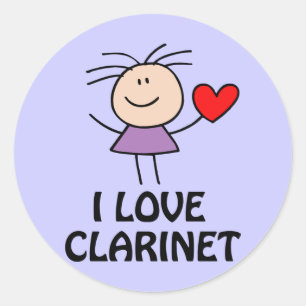 Sticker Rond Clarinet Girl