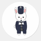 Sticker Rond Clarinet Marching Band Lapin Marine Bleu Blanc (Devant)