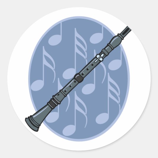 Sticker Rond Clarinet Music Note Cadeau (Devant)