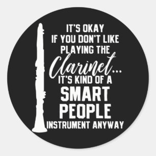 Sticker Rond Clarinet Player Music Instrument drôle