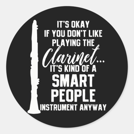 Sticker Rond Clarinet Player Music Instrument drôle (Devant)