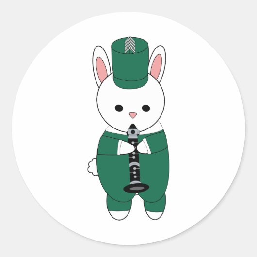 Sticker Rond Clarinet Rabbit Bande de Marquage Vert Blanc (Devant)