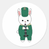 Sticker Rond Clarinet Rabbit Marching Band Vert Or (Devant)