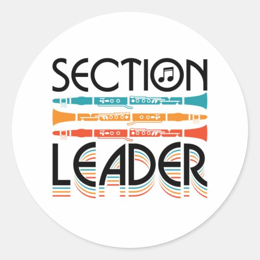 Sticker Rond Clarinet Section Leader École Bande Rétro (Devant)