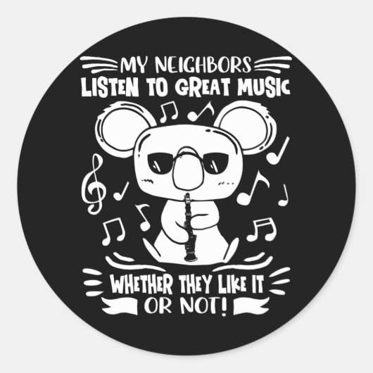 Sticker Rond Clarinets Player Clarinetist (Devant)