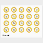 Sticker Rond Clas de Baby shower Eucalyptus aux abeilles mignon (Feuille)