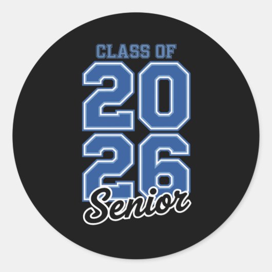 Sticker Rond Class Of 2026 Senior Blue Graduation Graduate (Devant)