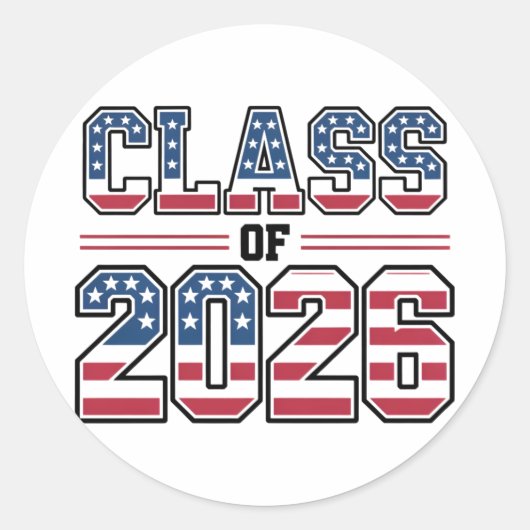 Sticker Rond Class of 2026 USA Flag Graduation (Devant)
