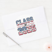Sticker Rond Class of 2026 USA Flag Graduation (Enveloppe)