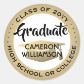 Sticker Rond Classe Année Noir Or et Blanc Moderne (Devant)