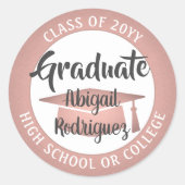 Sticker Rond Classe Année Rose Rose Or Noir Moderne (Devant)