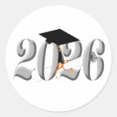 Sticker Rond Classe Argent de 2026 Graduation (Devant)