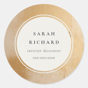 Sticker Rond Classé Artistique Beige Or Peinture Entreprise
