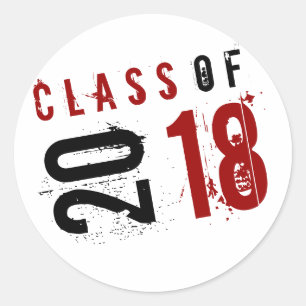 Sticker Rond Classe artistique Rouge, Noir et Blanc de 2018