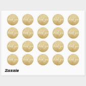 Sticker Rond Classé Blanc Gold Faux Parties scintillant Script  (Feuille)