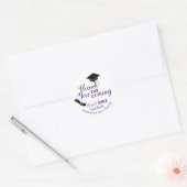 Sticker Rond Classe blanche et violette de Merci diplômé 2025 (Enveloppe)