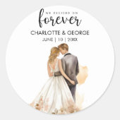 Sticker Rond Classe d'aquarelle arrière de mariée pour un Maria (Devant)