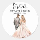 Sticker Rond Classe d'aquarelle arrière de mariée pour un Maria (Devant)