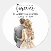 Sticker Rond Classe d'aquarelle arrière de mariée pour un Maria (Devant)