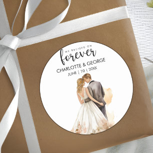 Sticker Rond Classe d'aquarelle arrière de mariée pour un Maria