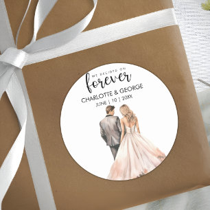 Sticker Rond Classe d'aquarelle arrière de mariée pour un Maria