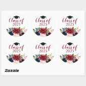 Sticker Rond Classe d'aquarelle florale de Bourgogne (Feuille)