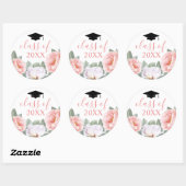 Sticker Rond Classe d'aquarelle rose (Feuille)