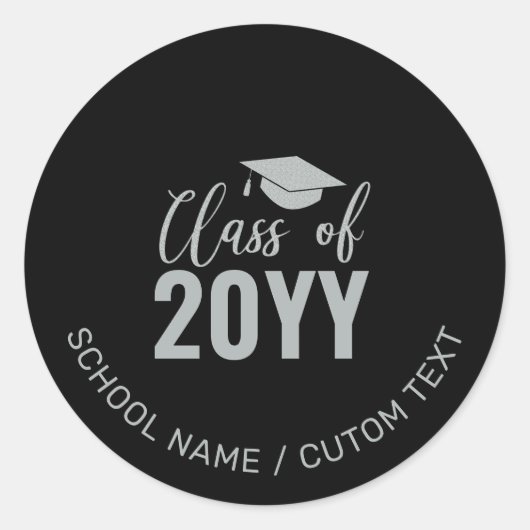 Sticker Rond Classe d'argent simple de 2022 Parti de Graduation (Devant)