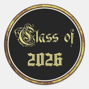 Sticker Rond Classe d'autocollants Or et Noir