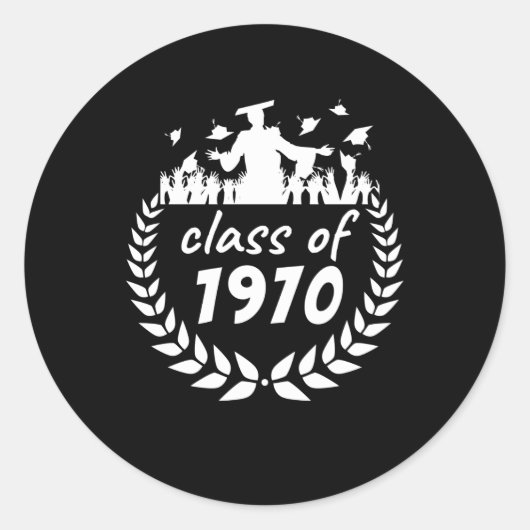 Sticker Rond classe de 1970 graduation ou conception de réunion (Devant)