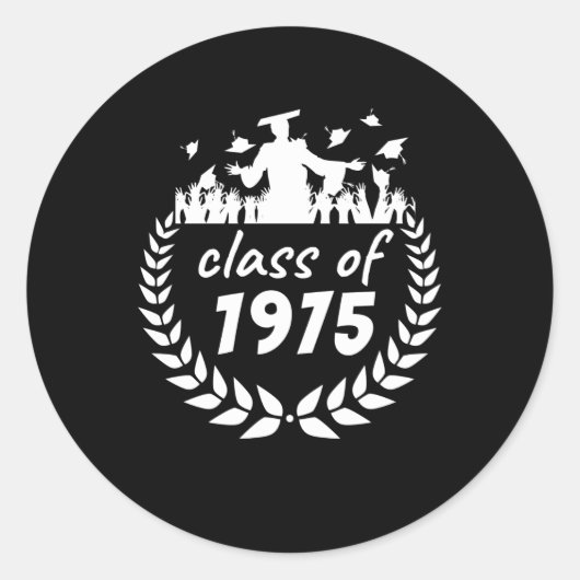 Sticker Rond classe de 1975 graduation ou conception de réunion (Devant)