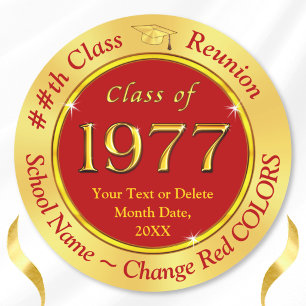 Sticker Rond Classe de 1977 Autocollants, Décorations ou...