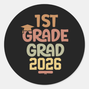 Sticker Rond Classe de 1re année diplômée de 2026 diplômée Gras