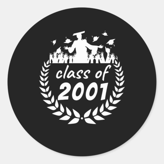 Sticker Rond classe de 2001 graduation ou reunion design par (Devant)