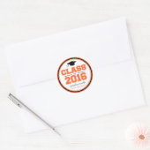 Sticker Rond Classe De 2016 Graduation Favor (Orange / Noir) (Enveloppe)