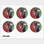 Sticker Rond Classe de 2017 Red and Silver Graduation Photo (Feuille)