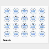 Sticker Rond Classe De 2018 Graduation Favor (Bleu / Noir) (Feuille)