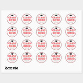 Sticker Rond Classe De 2020 Faveur De Graduation (Rouge / Noir) (Feuille)