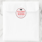 Sticker Rond Classe De 2020 Faveur De Graduation (Rouge / Noir) (Sac)